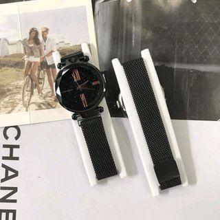 đồng hồ nữ dây nam châm đen