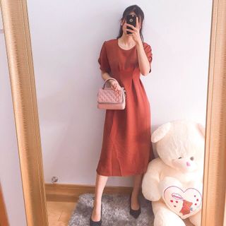 đầm midi chít eo from xoè
