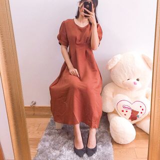đầm midi chít eo from xoè