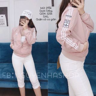 khoác dù nữ tay sọc thể thao