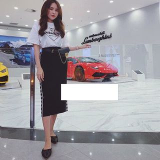 Sét bộ áo  Chân váy viền đơn giản cá tính