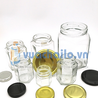 HŨ THỦY TINH DÁNG LỤC GIAC 500ML
