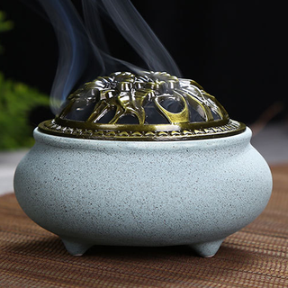 Lư Xông Trầm Xanh Lam Nhám - Men Nhám