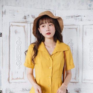 đam vàng nút cổ vest