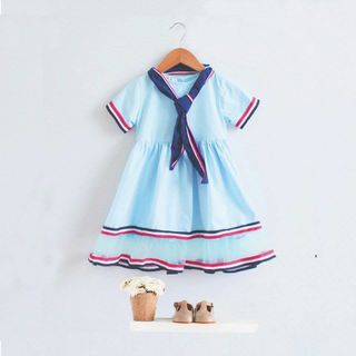 Đầm bé gái phối cravat rời