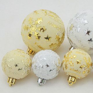 Combo 6 trái châu Noel họa tiết bông tuyết trang trí XMAS-16 giá sỉ