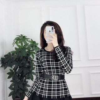 Áo len tay dài sọc ô siêu hit hot
