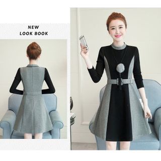 Đầm dạ phối tay len
