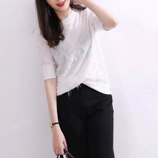 Áo len tay ngắn tua rua xinh xắn