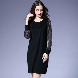 Đầm suông tay phối kim tuyến hàng Qc hit