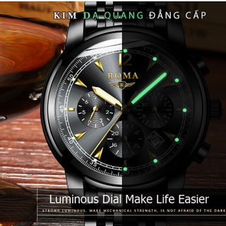 Đồng hồ Nam ROMA ITALY 9901 Kính Tráng Sapphire Full Kim – Dây thép đúc đặt