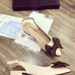 giày xanh đan đính nơ
