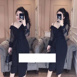 Đầm suông sơ mi rớt vai siêu hot