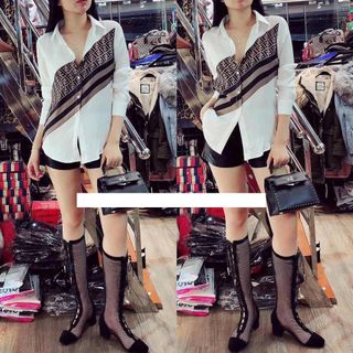 Áo sơ mi tay dài in hoạ tiết FD hot