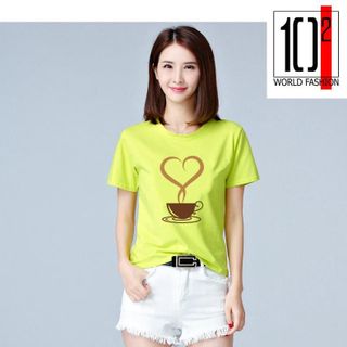 Áo thun nữ in hình cà phê tim form rộng hàn quốc vải dày mịn - ATN02