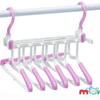 Móc áo thanh treo quần áo xuất Nhật Bản gồm 6 móc treo xếp gọn phơi quần áo ngoài trời khách sạn tủ quần áo cửa hàng thời trang tiện dụngHL077
