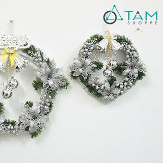 Vòng nguyệt quế Noel handmade vòng ruy băng số 09 màu Bạc giá sỉ