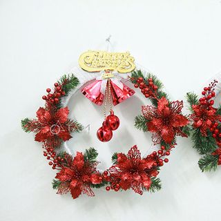 Vòng nguyệt quế Noel handmade vòng ruy băng số 09 màu Đỏ giá sỉ