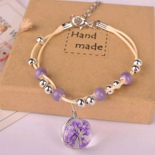 Vòng tay phong thủy ép hoa khô giá sỉ 20k bao gồm dây và mặt