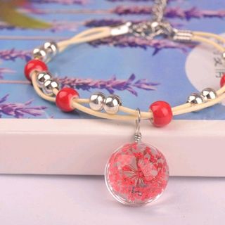 Vòng tay phong thủy ép hoa khô giá sỉ 20k bao gồm dây và mặt - 51