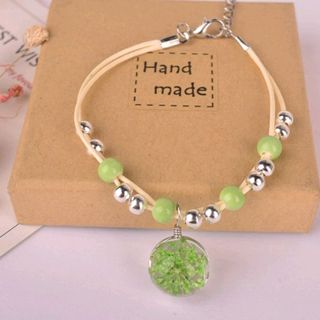 Vòng tay phong thủy ép hoa khô giá sỉ 20k bao gồm dây và mặt - 61