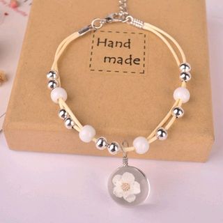 Vòng tay phong thủy ép hoa khô giá sỉ 20k bao gồm dây và mặt - 12
