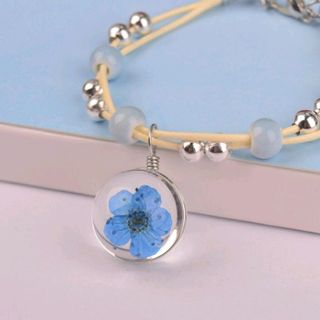 Vòng tay phong thủy ép hoa khô giá sỉ 20k bao gồm dây và mặt - 48