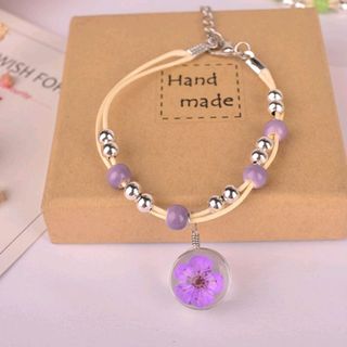 Vòng tay phong thủy ép hoa khô giá sỉ 20k bao gồm dây và mặt - 48