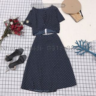 Set áo váy Chất lụa đẹp nạ Váy lưng thun free size có lót kèm áo xoắn eo xinh hết nấc