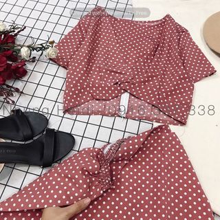 Set áo váy Chất lụa đẹp nạ Váy lưng thun free size có lót kèm áo xoắn eo xinh hết nấc