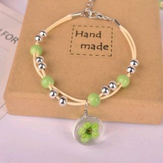 Vòng tay phong thủy ép hoa khô giá sỉ 20k bao gồm dây và mặt - 72