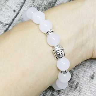 Vòng tay đá mã não trắng mix mặt phật nhiều màu theo mệnh