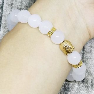 Vòng tay đá mã não trắng mix mặt phật nhiều màu theo mệnh