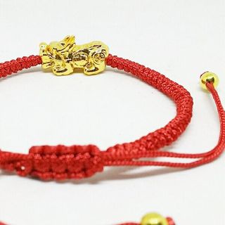 Vòng tay Tỳ hưu chỉ đỏ may mắn - Vòng tay Tỳ hưu giá sỉ Đan tròn