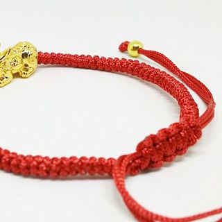 Vòng tay Tỳ hưu chỉ đỏ may mắn - Vòng tay Tỳ hưu giá sỉ Đan tròn