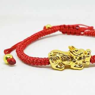 Vòng tay Tỳ hưu chỉ đỏ may mắn - Vòng tay Tỳ hưu giá sỉ Đan tròn