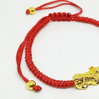 Vòng tay Tỳ hưu chỉ đỏ may mắn - Vòng tay Tỳ hưu giá sỉ Đan tròn