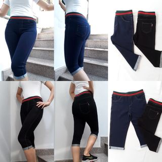 Quần legging giả jean lửng lưng màu
