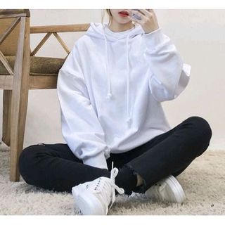 HOODIE UNISEX TRƠN BASIC TRẮNG