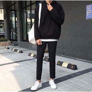 HOODIE TRƠN UNISEX BASIC ĐEN