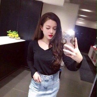 Áo thun tay dài cổ tim siêu siêu đẹp