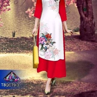 SÉT ÁO DÀI CÁCH TÂN IN HOA PHỐI MÀU QUẦN ỐNG RỘNG