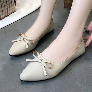 Giày búp bê mỏ nhọn da mềm có nơ xinh xắn-306