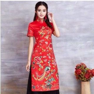SET ÁO DÀI CÁCH TÂN LONG PHỤNG LỤA  TẰM4