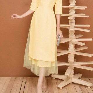SET ÁO DÀI LỤA   PHỐI LƯỚI KÈM CHÂN VÁY1