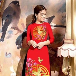 SET ÁO DÀI CÁCH TÂN IN 3D LỤA TẰM 1