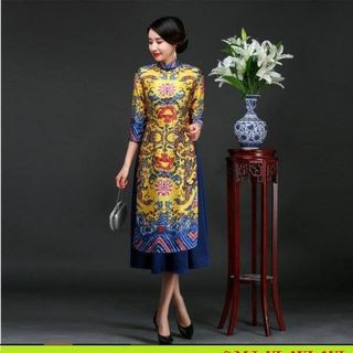 SET ÁO DÀI CÁCH TÂN LỤA TẰM LONG BÀO