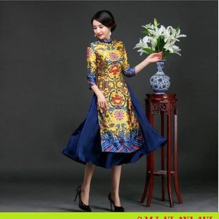 SET ÁO DÀI CÁCH TÂN LỤA TẰM LONG BÀO