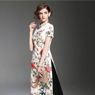 SET ÁO DÀI CÁCH TÂN LONG PHỤNG LỤA  TẰM2