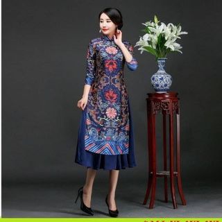 SET ÁO DÀI CÁCH TÂN LỤA TẰM LONG BÀO1